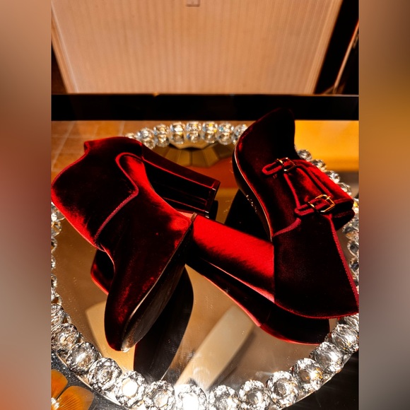 Tory Burch Carley Velvet Ankle Boots In Burgundy. Size 10.5 - Picture 11 of 16